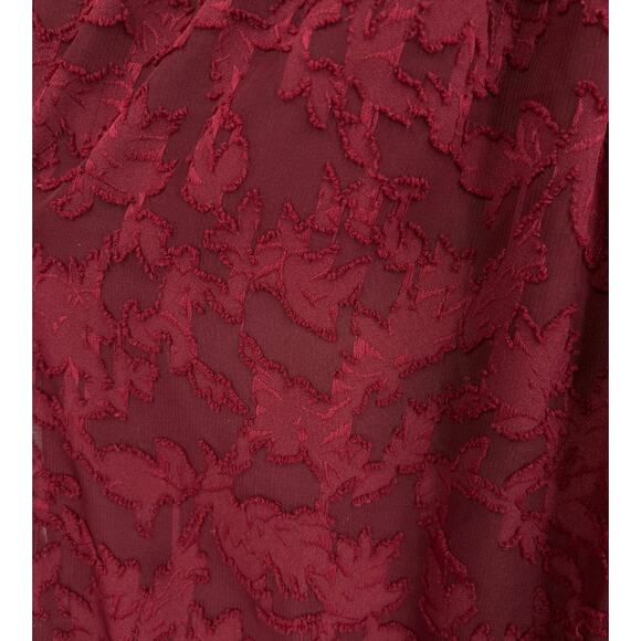 Eliza J Dress floral long sleeve tiered dark red size 2 - Picture 4 of 7